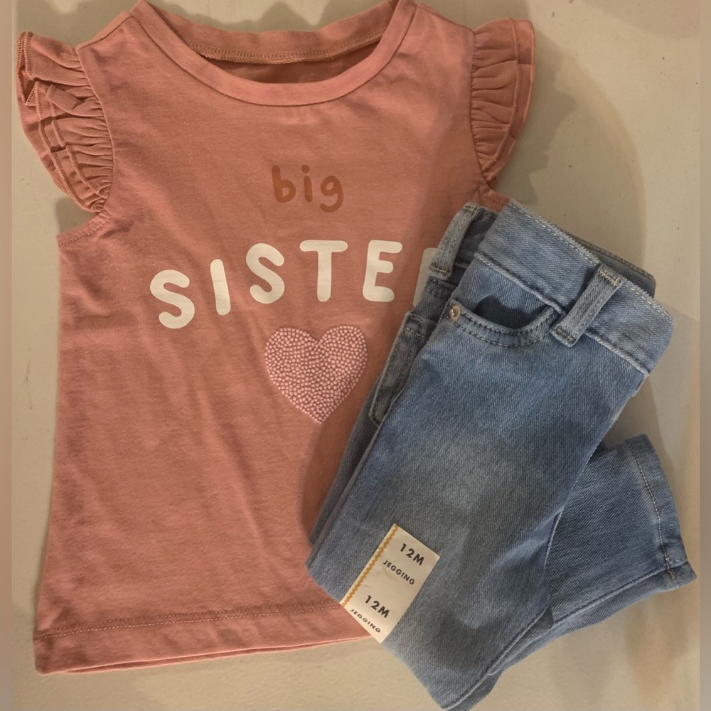 2pc Baby Shirt & jeans (18M shirt & 12M jeans) Carter’s + Cat & Jack NWOT - Picture 7 of 10